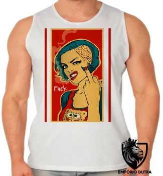 Camiseta Regata adulto ou infantil Fuck woman mulher cigarette - Foto 2