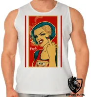 Camiseta Regata adulto ou infantil Fuck woman mulher cigarette - Foto 2