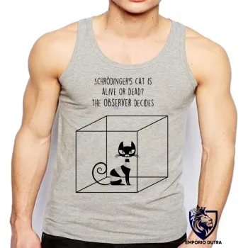Camiseta Regata adulto ou infantil gato schrodinger fisica quantica