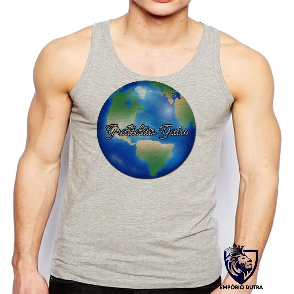 Camiseta Regata adulto ou infantil Gratidão Gaia planeta terra