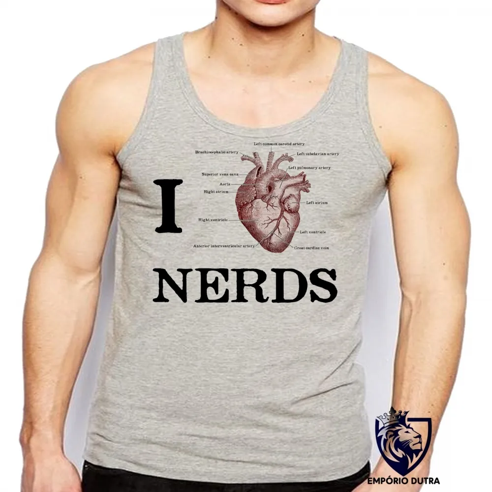 Camiseta Regata adulto ou infantil I love nerds heart coração Imagem