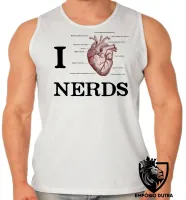 Camiseta Regata adulto ou infantil I love nerds heart coração - Foto 2