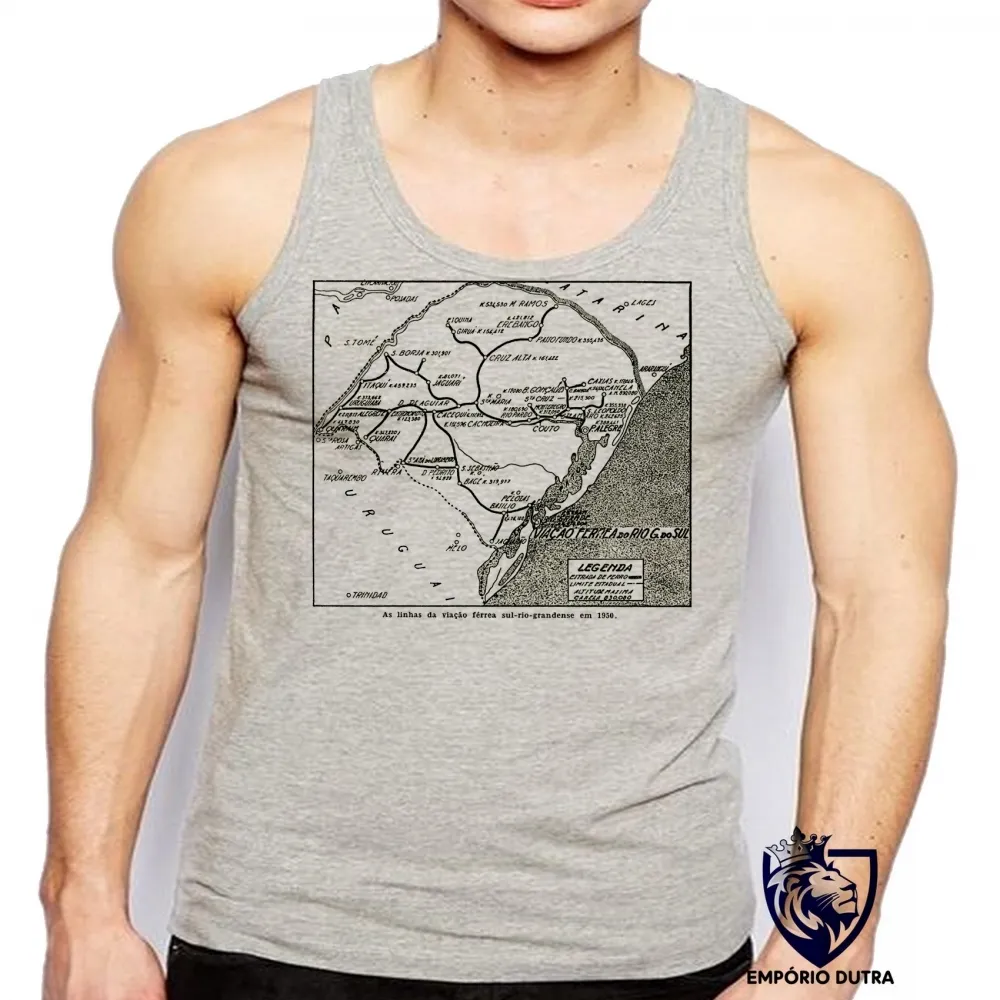 Camiseta Regata adulto ou infantil Linhas férreas Rio Grande do Sul antigo trem RS