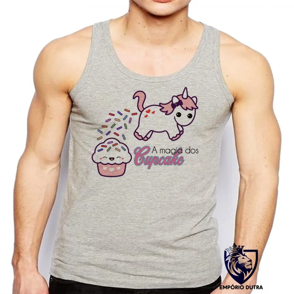 Camiseta Regata adulto ou infantil Magia dos Cupcake unicórnio Imagem