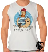 Camiseta Regata adulto ou infantil Marinheiro born to be free mar praia - Foto 2