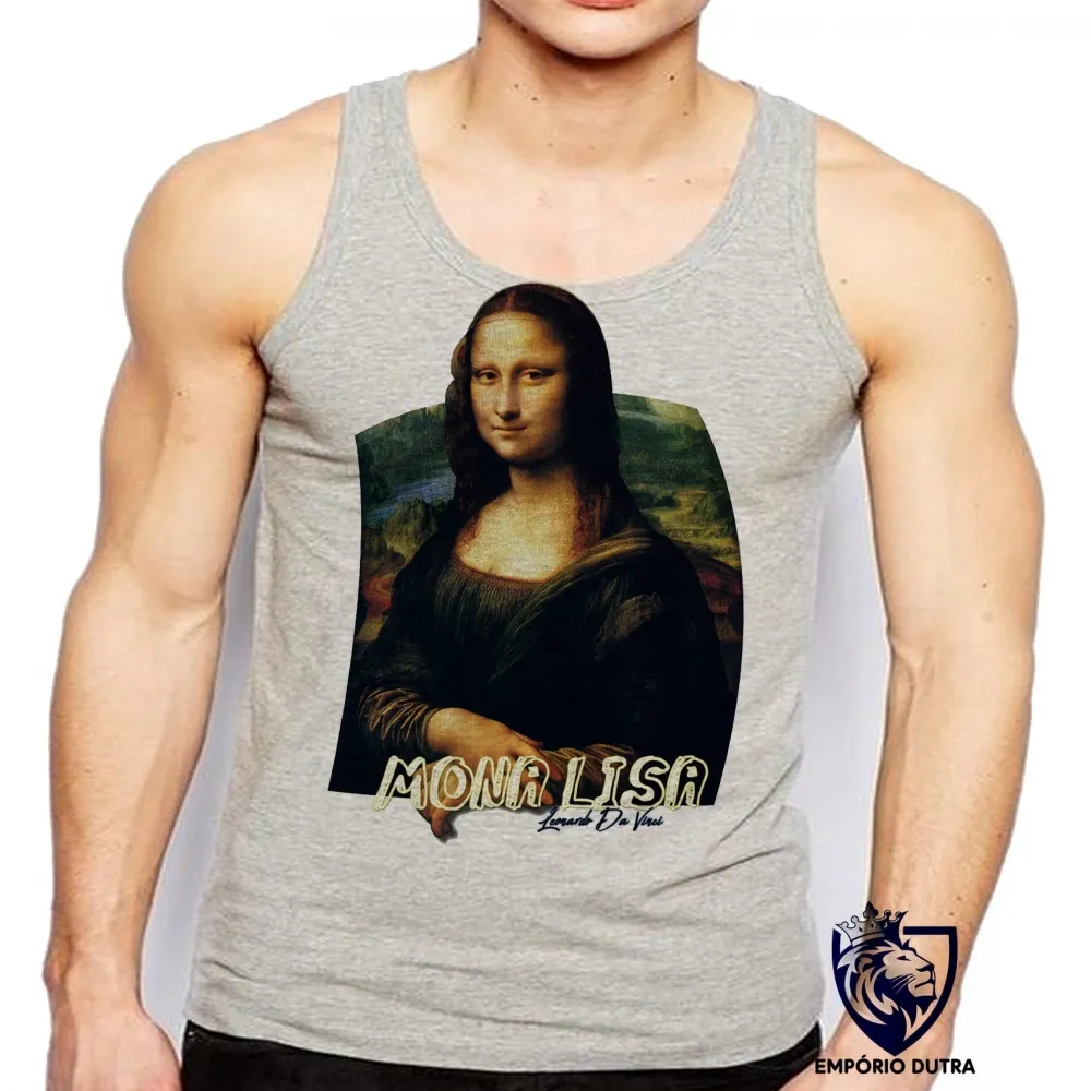 Camiseta Regata adulto ou infantil Mona Lisa Leonardo Da Vinci Imagem