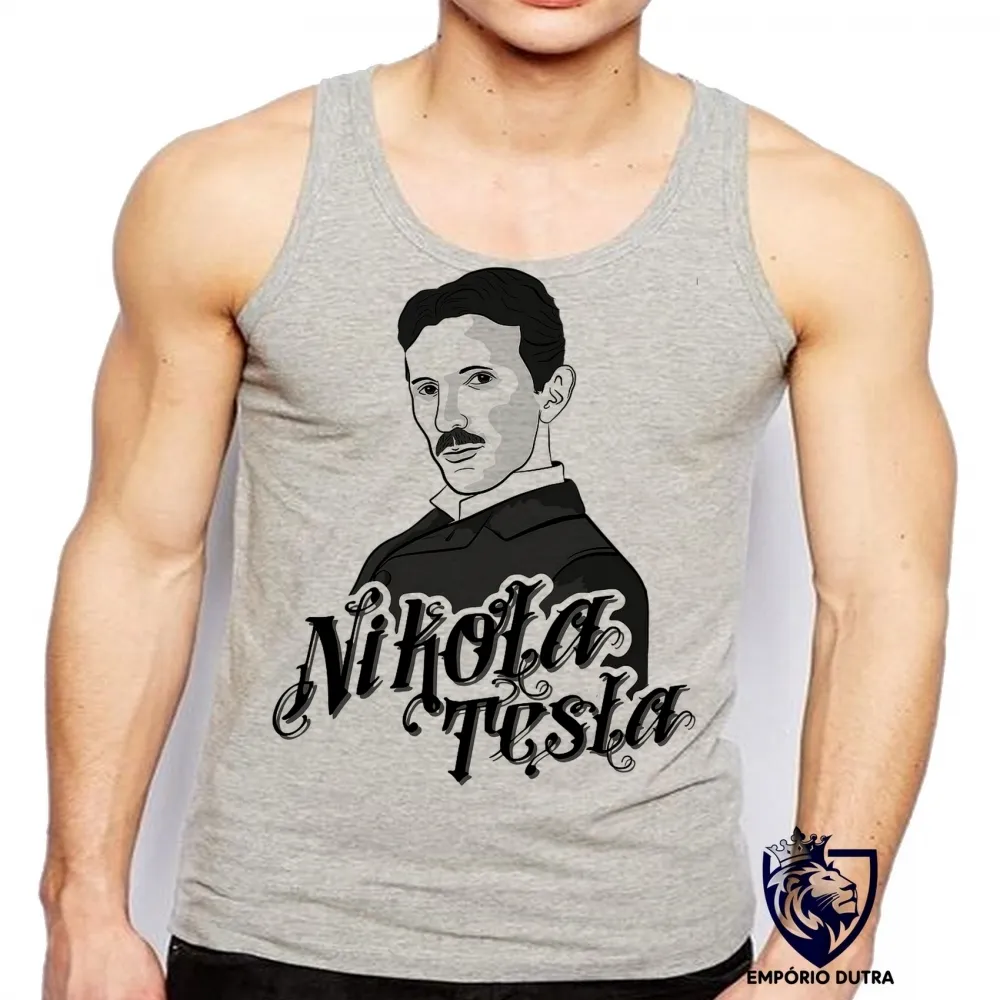 Camiseta Regata adulto ou infantil nikola tesla genio eletrica Imagem