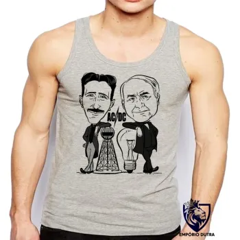 Camiseta Regata adulto ou infantil nikola tesla Thomas Edson eletrica