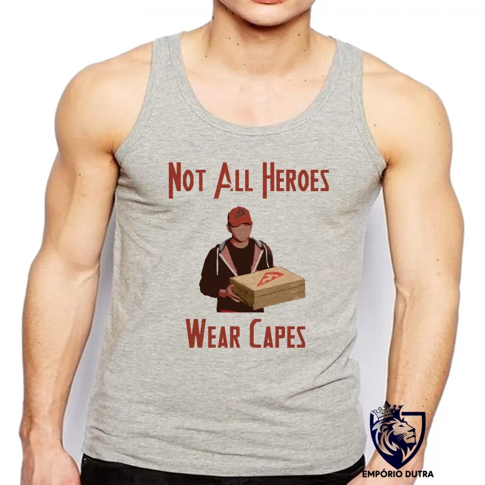 Camiseta Regata adulto ou infantil Not all heroes wear capes heroi capa pizza Imagem
