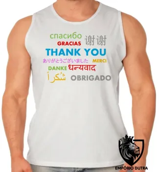 Camiseta Regata adulto ou infantil obrigado várias línguas - Foto 2
