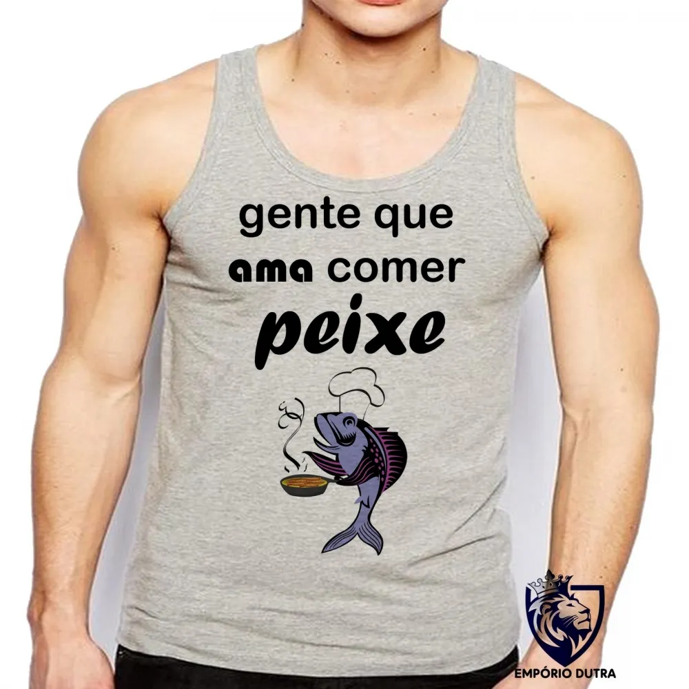 Camiseta Regata adulto ou infantil Peixe pesca pescador pescaria comer adora Imagem