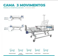 Cama Hospitalar  3 Movimentos até 200 Kg Dellamed + Colchão d33