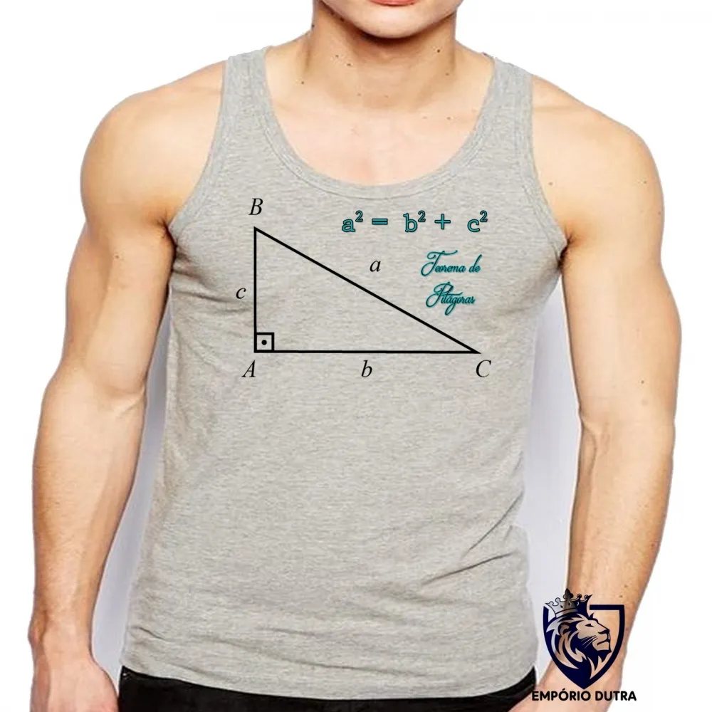 Camiseta Regata adulto ou infantil Teorema de Pitágoras matemática Imagem