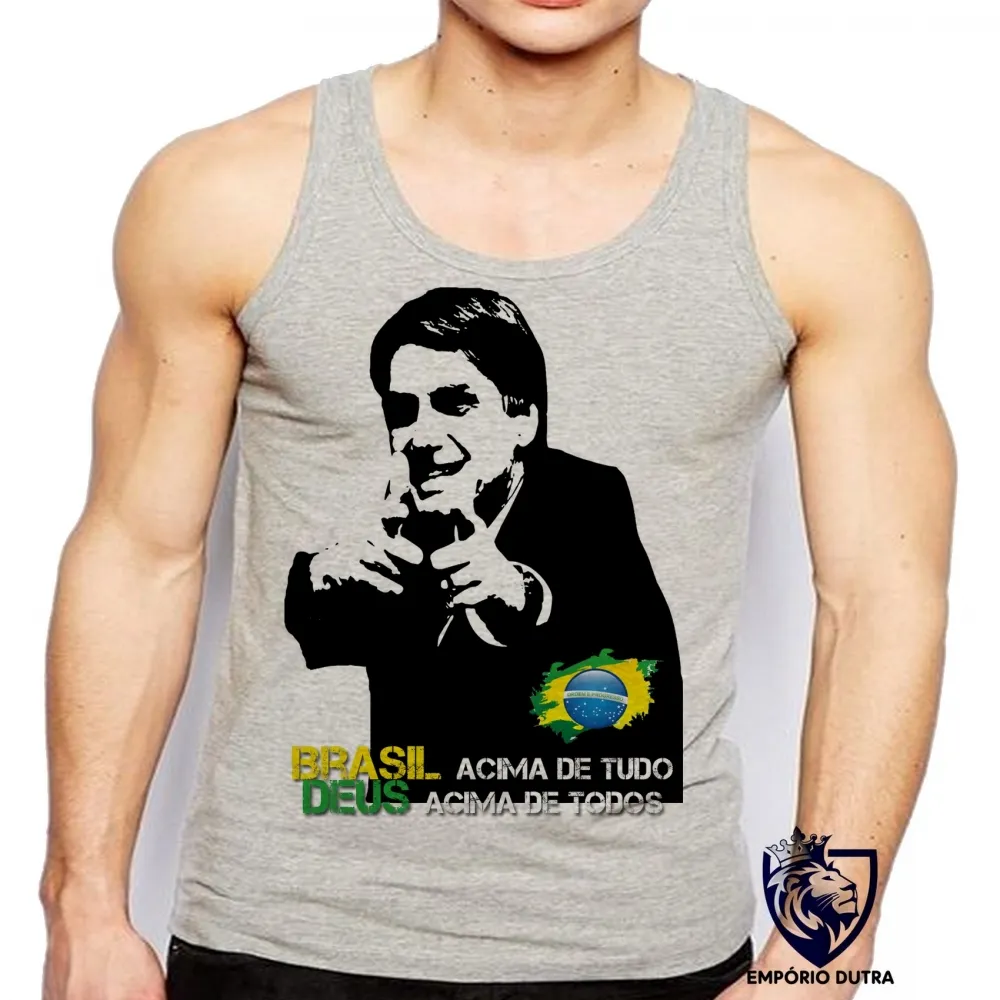 Camiseta Regata adulto ou infantil Bolsonaro Brasil Deus acima