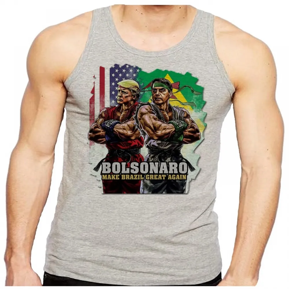 Camiseta Regata adulto ou infantil Bolsonaro Donald Trump street fighters presidente ken ryu