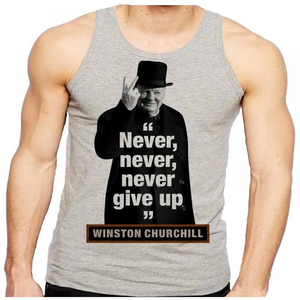 Camiseta Regata adulto ou infantil Winston Churchill se render jamais direita nerver give up Imagem