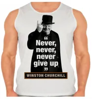Camiseta Regata adulto ou infantil Winston Churchill se render jamais direita nerver give up - Foto 2