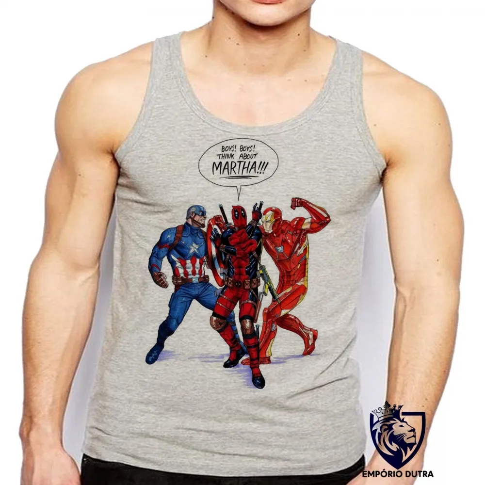 Camiseta Regata adulto ou infantil Boys think Dead Pool homen ferro capitão America Imagem