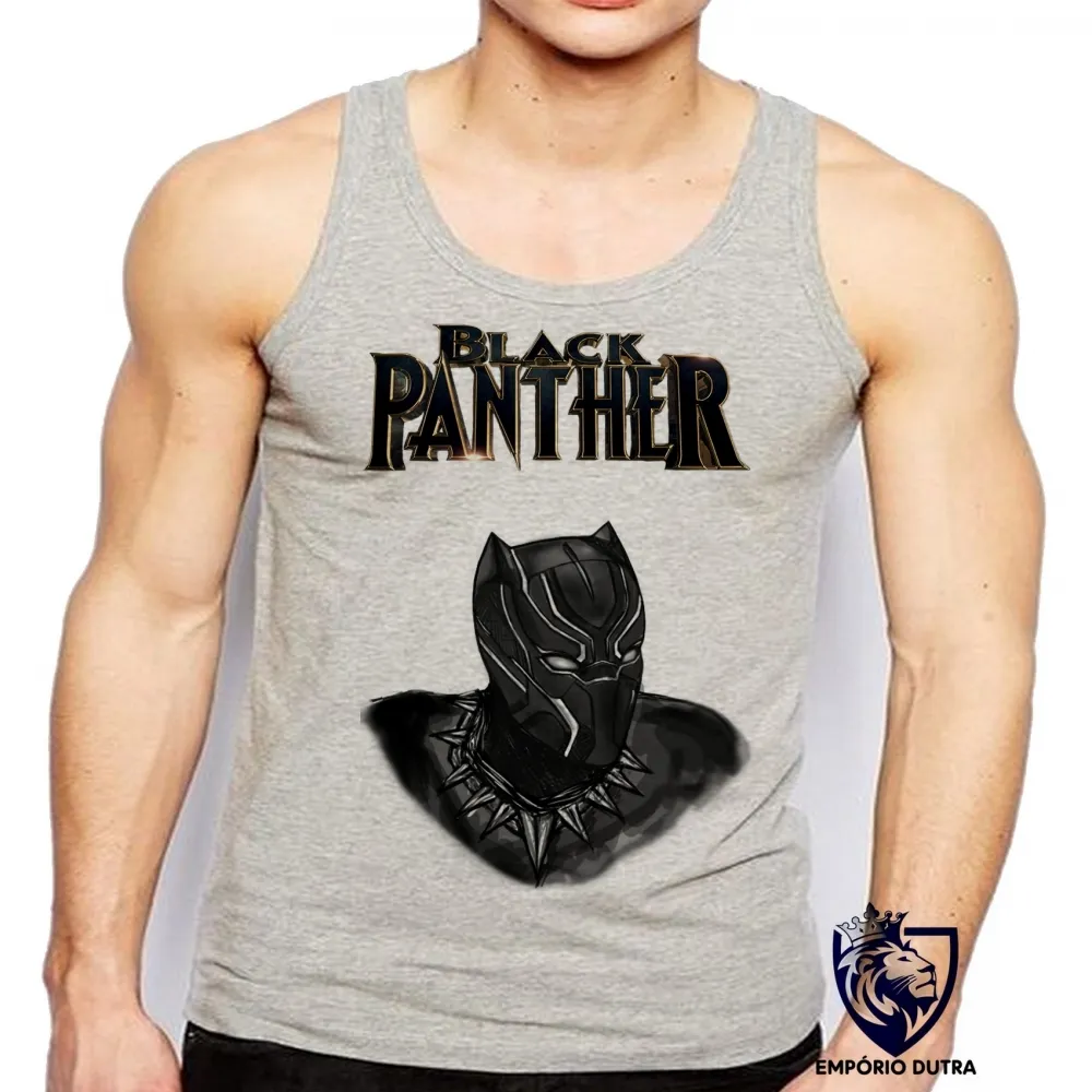 Camiseta Regata adulto ou infantil black panter pantera negra vingadores Imagem