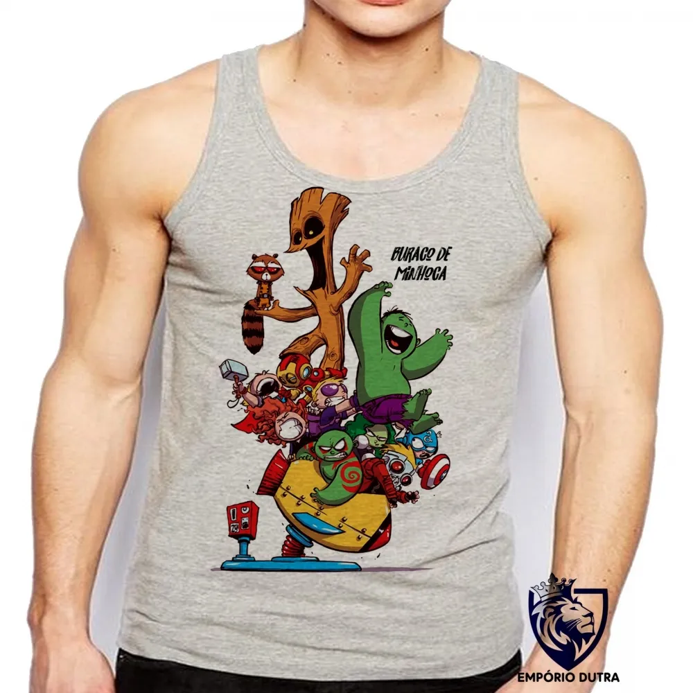 Camiseta Regata adulto ou infantil Buraco de Minhoca super heróis marvel