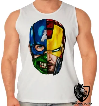 Camiseta Regata adulto ou infantil Cabeças vingadores thor hulk capitão america homem ferro - Foto 2
