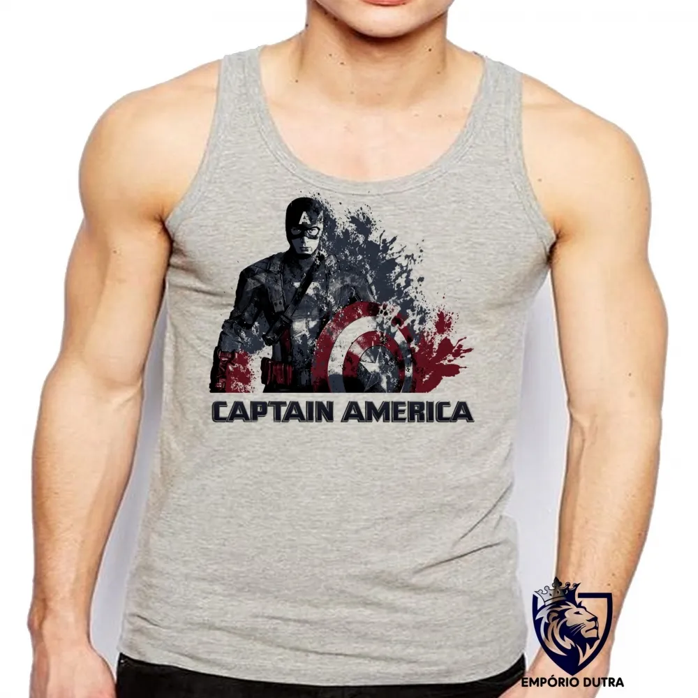 Camiseta Regata adulto ou infantil Capitão América desintegrando Imagem