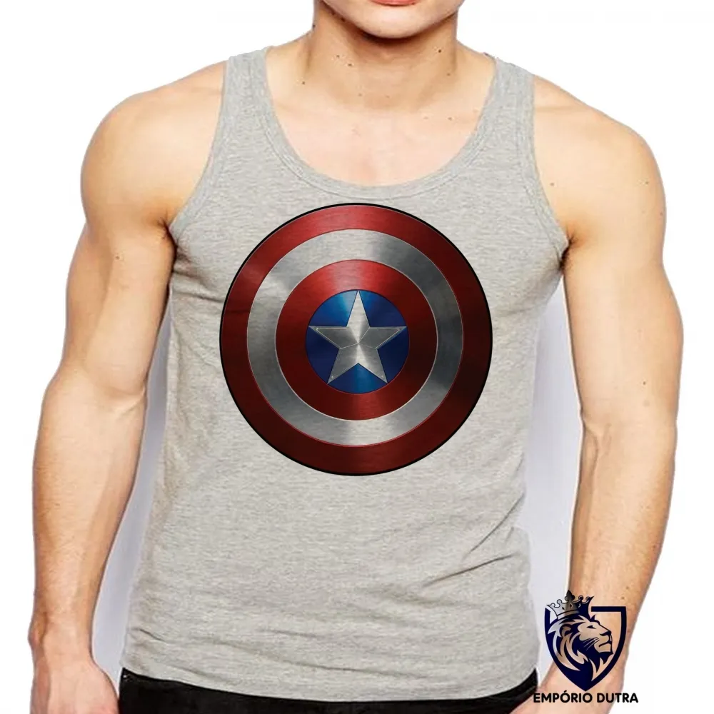Camiseta Regata adulto ou infantil capitao america escudo marvel