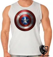 Camiseta Regata adulto ou infantil capitao america escudo marvel - Foto 2