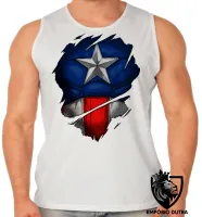Camiseta Regata adulto ou infantil Capitão america marvel disfarce - Foto 2
