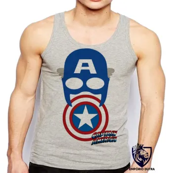 Camiseta Regata adulto ou infantil Capitão América máscara escudo
