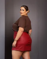Saia Couro Eco Diva's Voga Vermelha - Foto 2