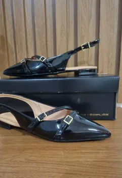SLINGBACK SALTO BAIXO PRETO VIZZANO