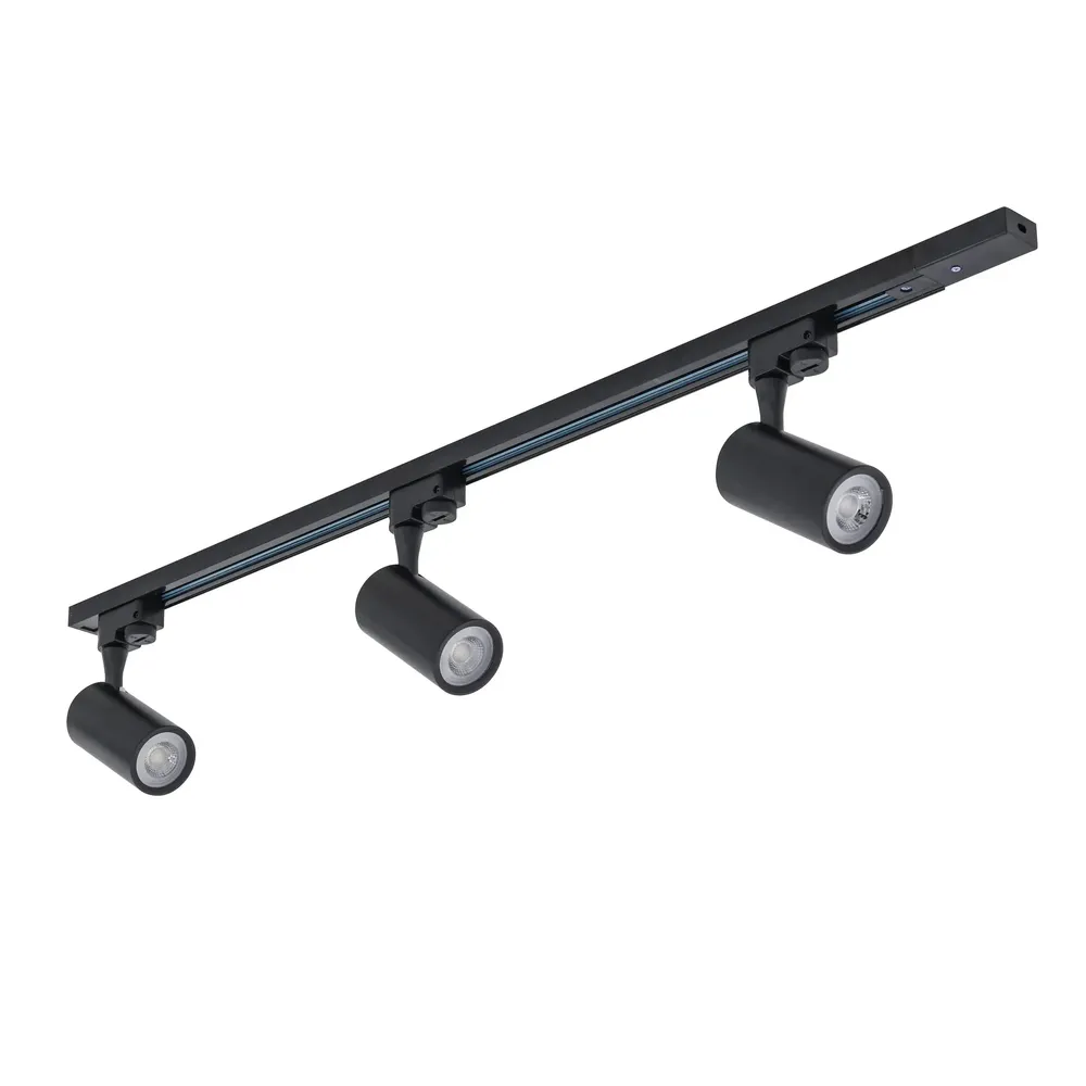 Trilho Eletrificado 1 metro com 3 spot trilho 12w preto