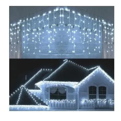 Cascata Fixa com 400 LEDs Fio Branco 10 Metros Branco Frio Natal Imagem