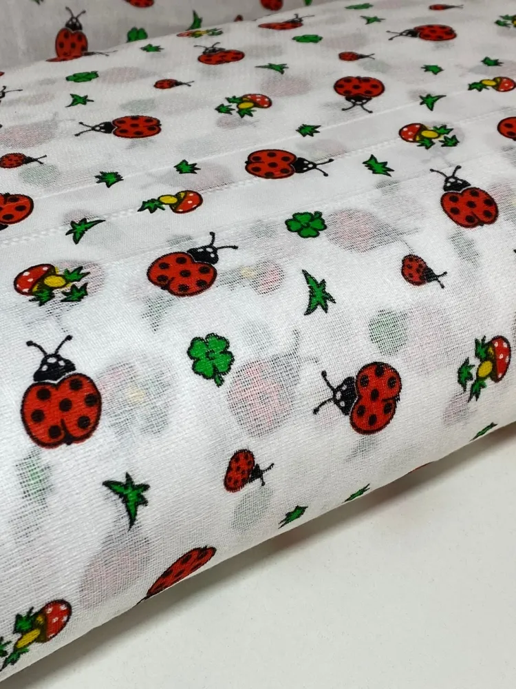 TECIDO FRALDA ESTAMPADO 70x70 joaninha