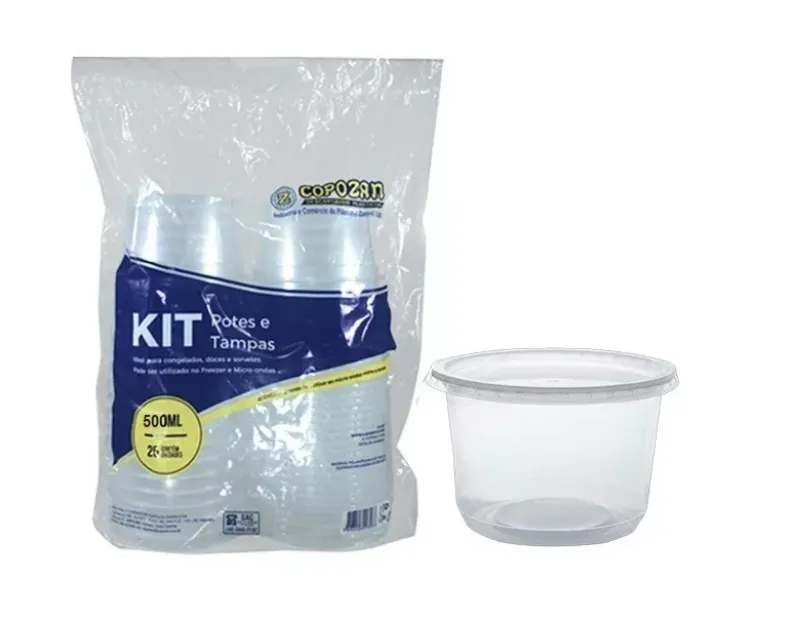 Pote plastico redondo 500ml c/tampa Copozan C/350