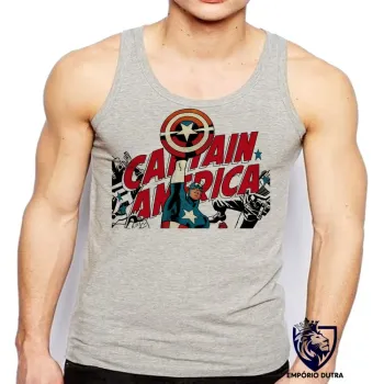 Camiseta Regata adulto ou infantil Capitão América super heroi marvel