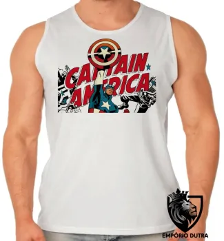 Camiseta Regata adulto ou infantil Capitão América super heroi marvel - Foto 2