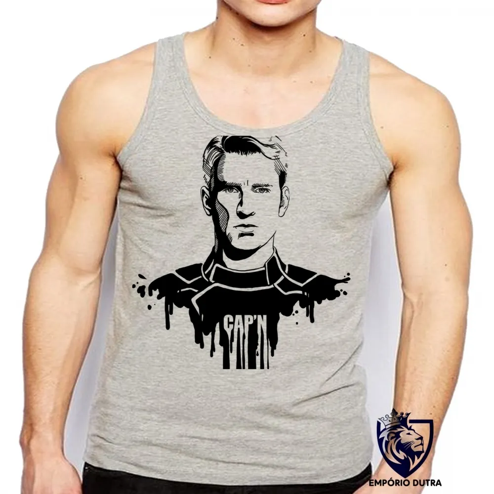 Camiseta Regata adulto ou infantil Capitão América vingadores steve Imagem
