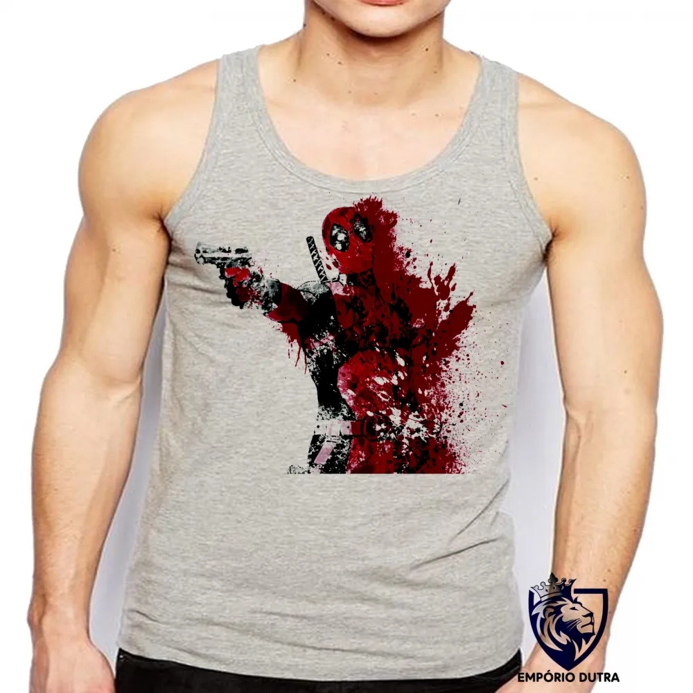 Camiseta Regata adulto ou infantil Deadpool super herói Marvel Imagem