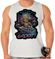 Camiseta Regata adulto ou infantil Groot musica dj guardiões galaxia - Foto 2