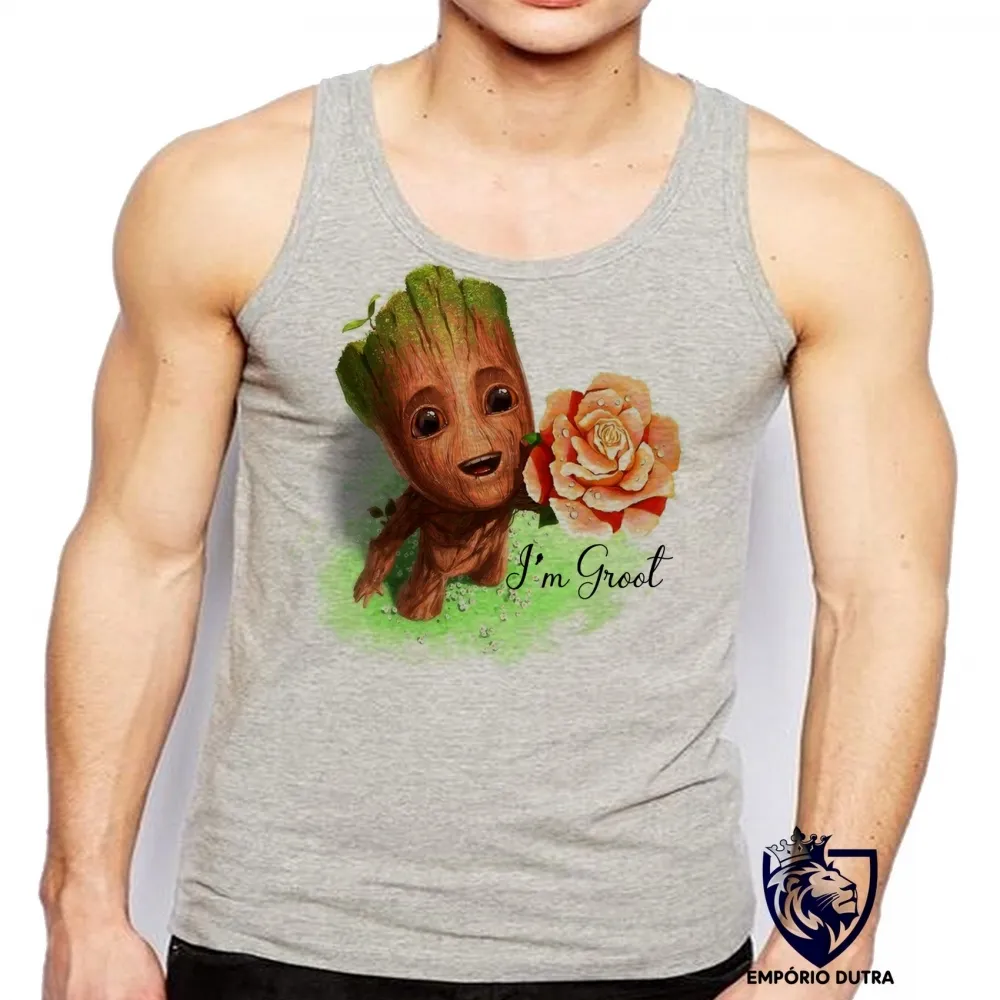 Camiseta Regata adulto ou infantil Guardiões da Galáxia Groot rosa Imagem
