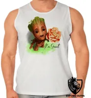 Camiseta Regata adulto ou infantil Guardiões da Galáxia Groot rosa - Foto 2