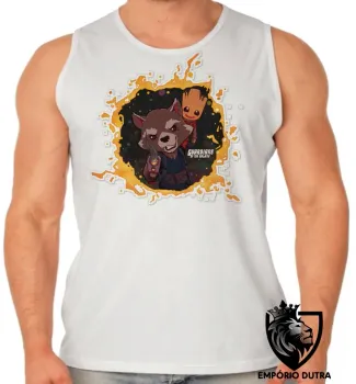 Camiseta Regata adulto ou infantil Guardiões da Galáxia Rocket Groot - Foto 2