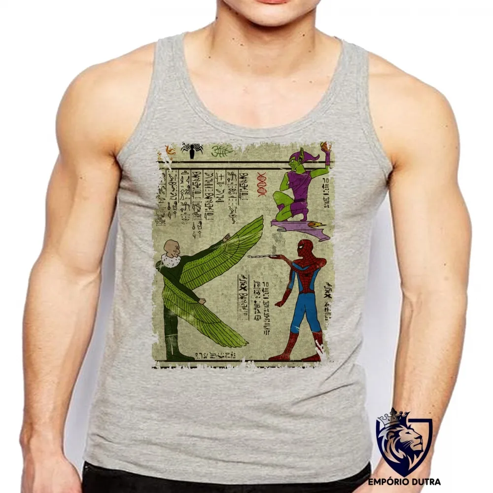 Camiseta Regata adulto ou infantil hieróglifos homem aranha