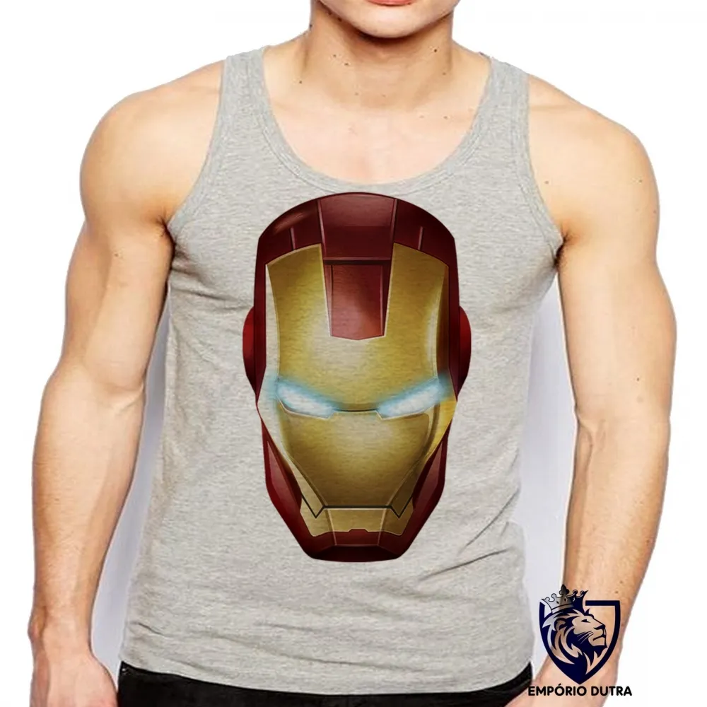Camiseta Regata adulto ou infantil homem de ferro iron man capacete Imagem