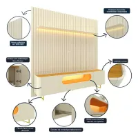 Rack Com Painel Nobre 2.3 Pés De Ferro Off White - Gelius - Foto 4