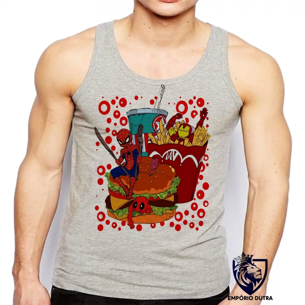 Camiseta Regata adulto ou infantil Homem ferro aranha deadpool