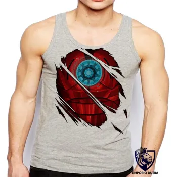 Camiseta Regata adulto ou infantil Homem ferro reator armadura iron man