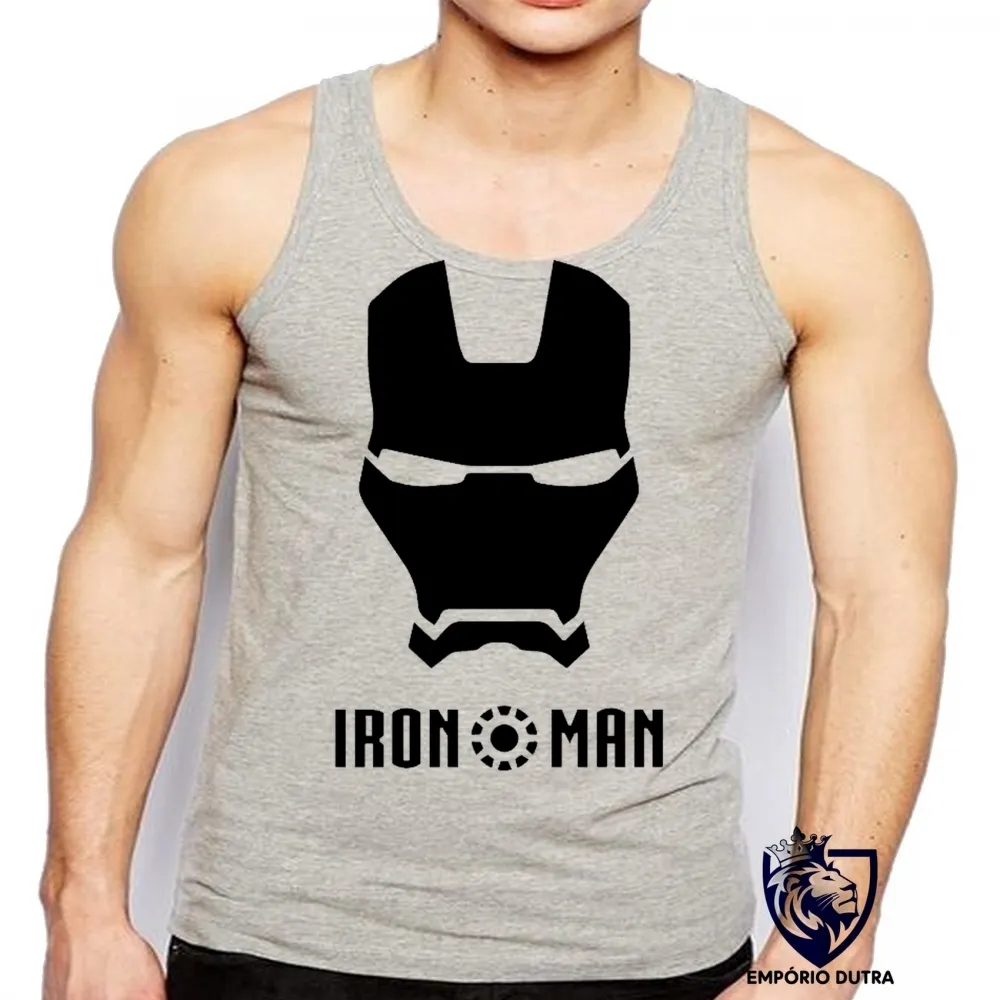 Camiseta Regata adulto ou infantil Iroman máscara homem ferro black Imagem